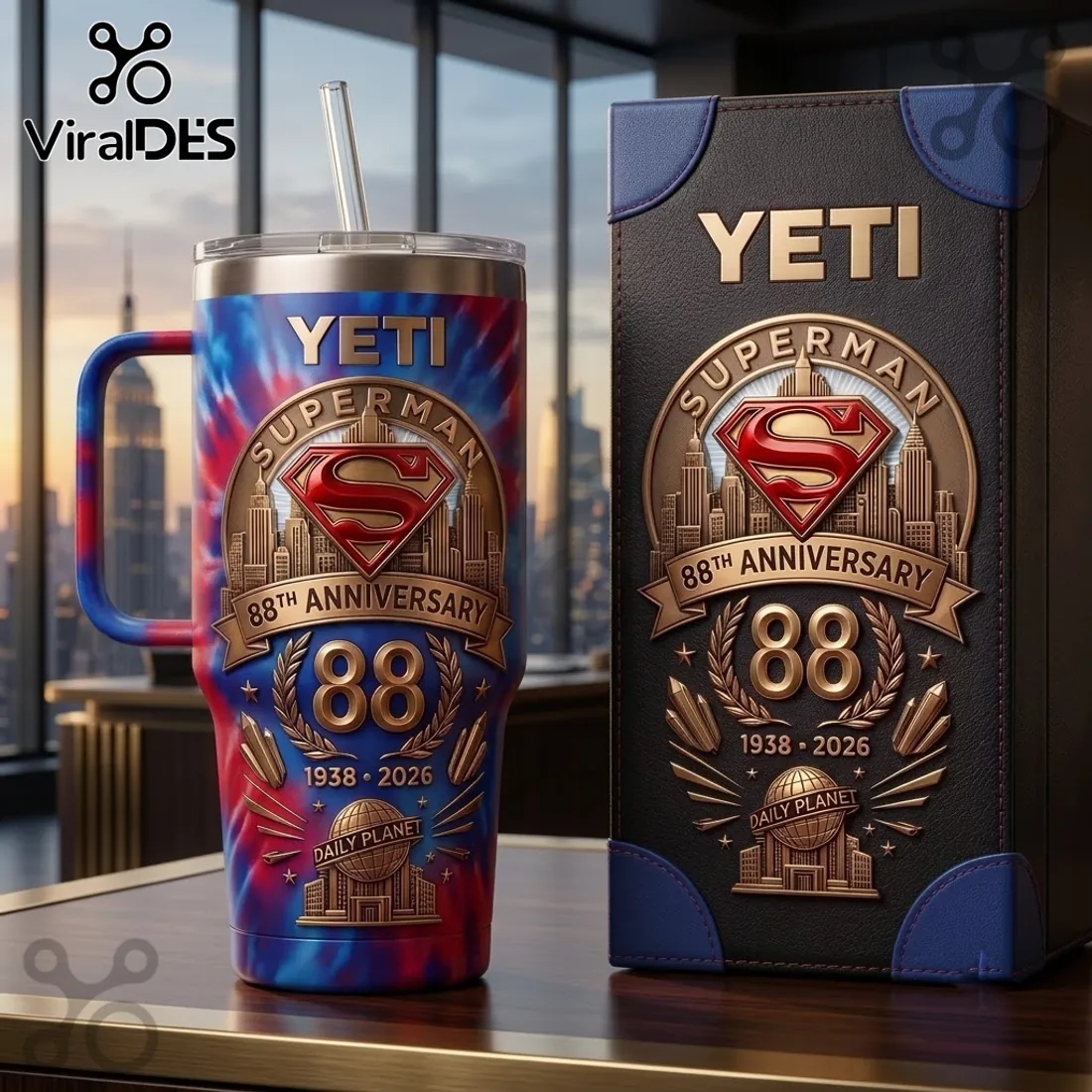 Superman 88th Anniversary Tie Dye 40oz Tumbler Superman 88th Anniversary Tie Dye 40oz Tumbler