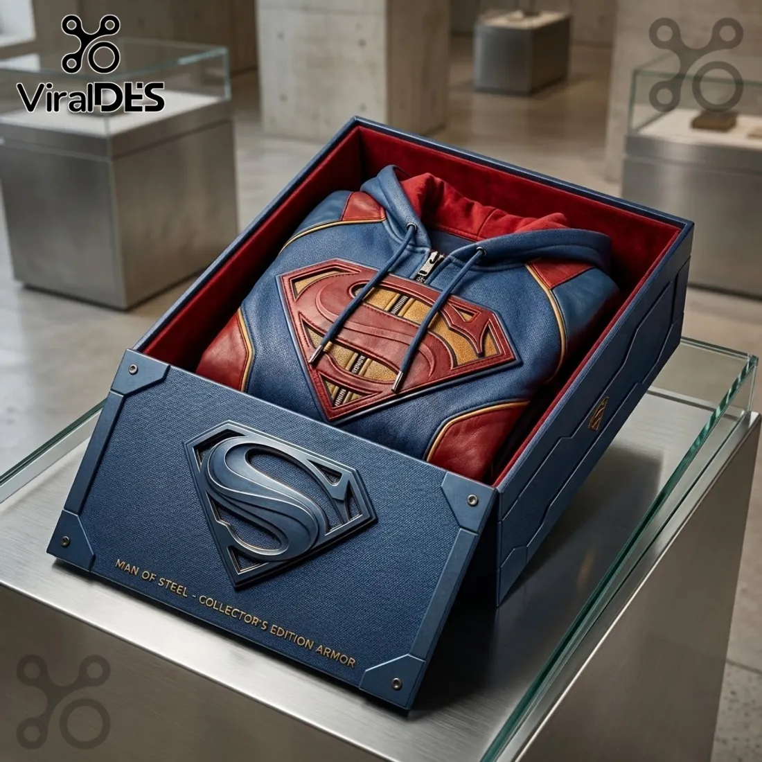 Superman Premium Leather Zip Up Hoodie Superman Premium Leather Zip Up Hoodie