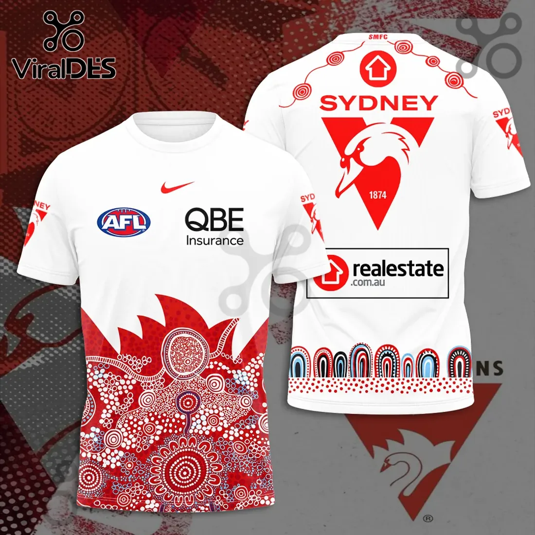 Sydney Swans White Indigenous Pattern Hoodie Sydney Swans White Indigenous Pattern Hoodie