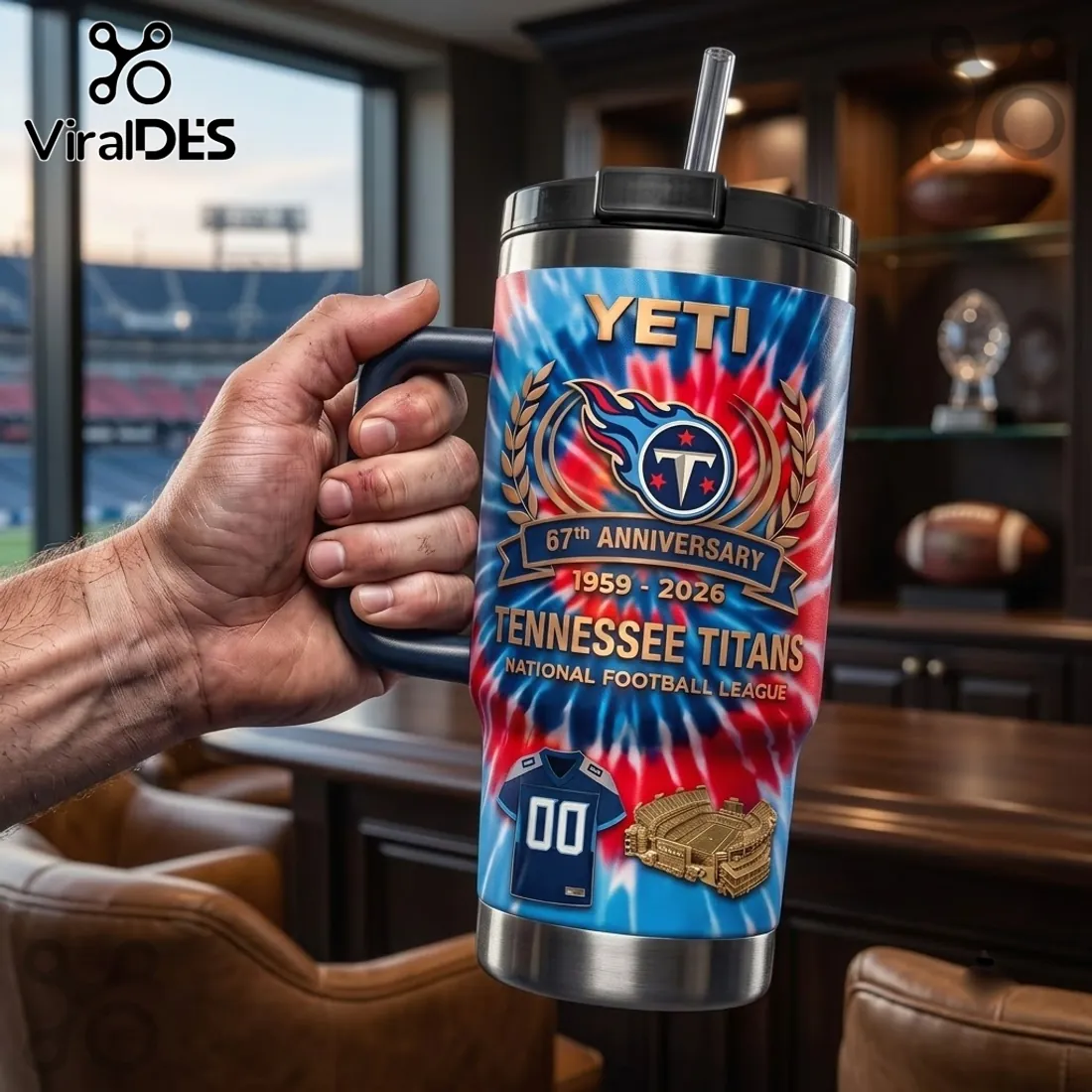 Tennessee Titans 67th Anniversary YETI Stanley Tumbler Tennessee Titans 67th Anniversary YETI Stanley Tumbler