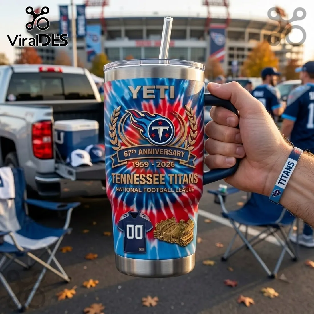 Tennessee Titans 67th Anniversary YETI Stanley Tumbler Tennessee Titans 67th Anniversary YETI Stanley Tumbler