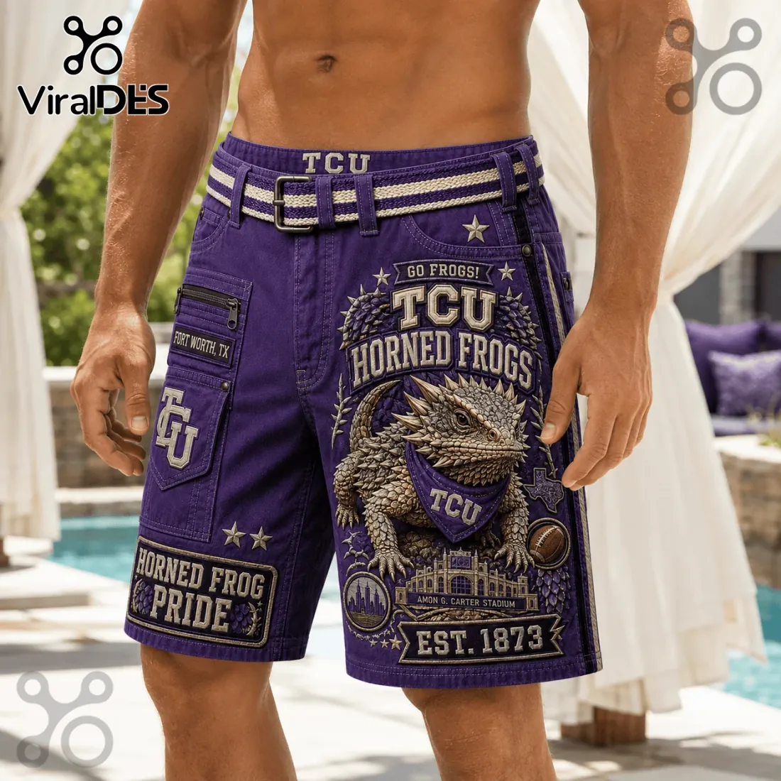 Texas Christian University Horned Frogs Purple Casual Shorts Texas Christian University Horned Frogs Purple Casual Shorts