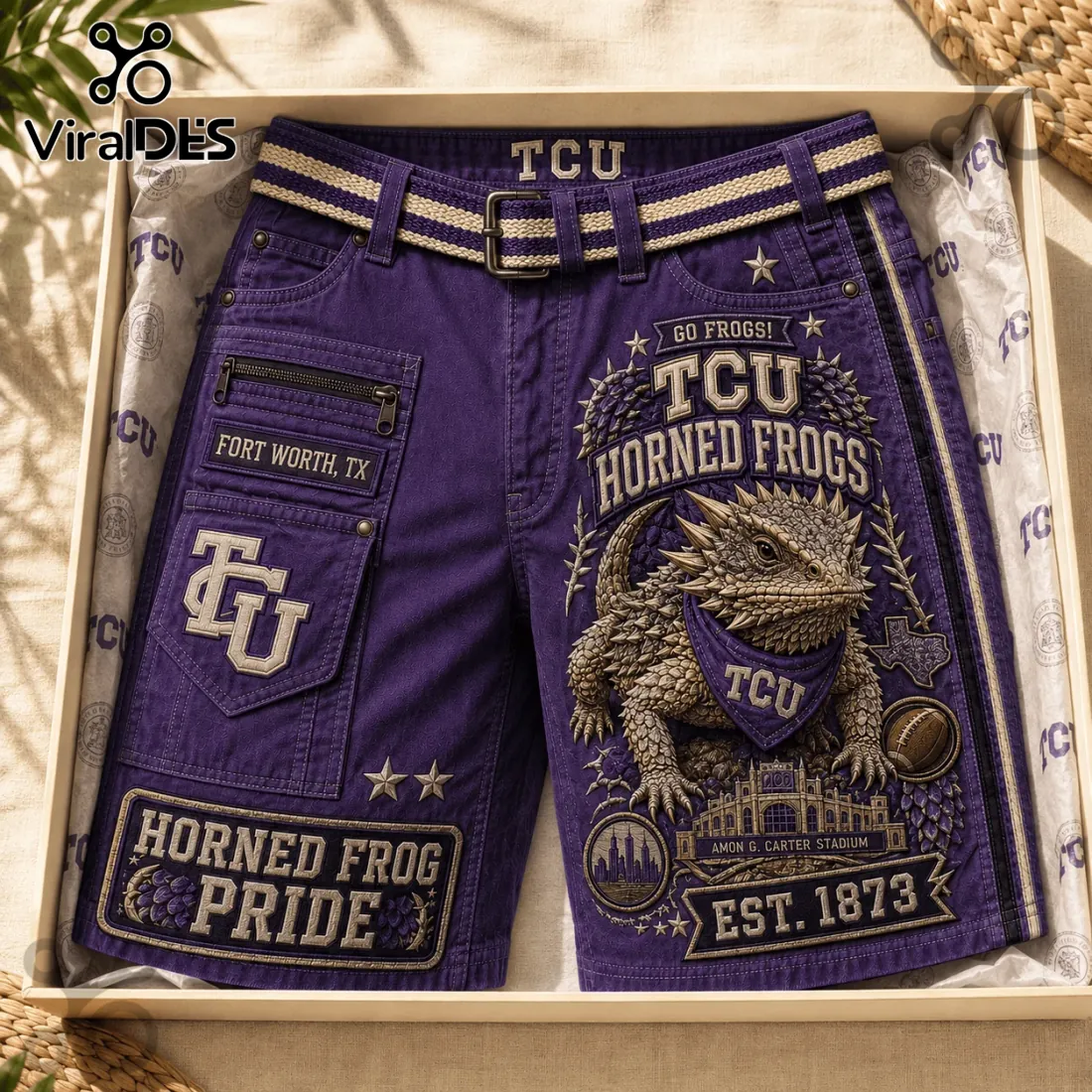 Texas Christian University Horned Frogs Purple Casual Shorts Texas Christian University Horned Frogs Purple Casual Shorts