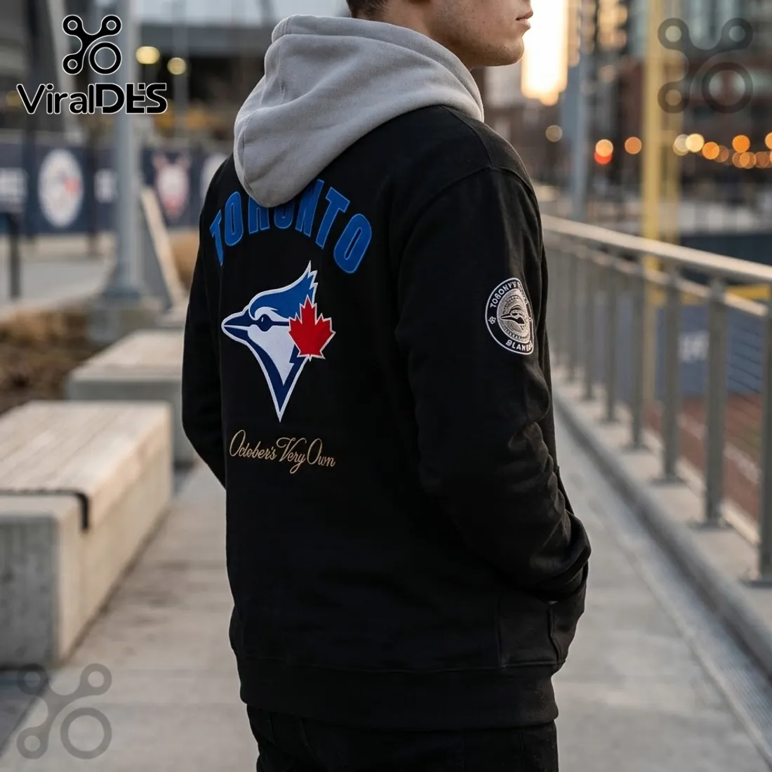 Toronto Blue Jays x OVO Black Two-Tone Hoodie Toronto Blue Jays x OVO Black Two-Tone Hoodie
