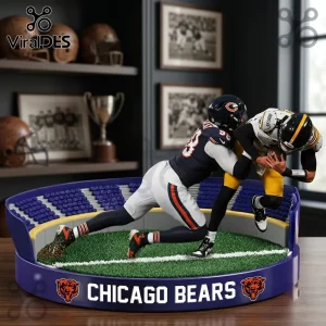 Chicago Bears Sculpted Football Christmas Ornament 2026 featuring two players in a tackle on a miniature stadium field.