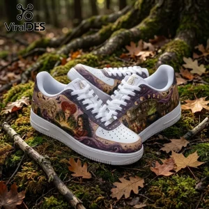 Hocus Pocus Sanderson Sisters Air Force 1 Sneakers featuring character portraits and potion bottle art on white leather.