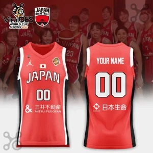 Japan Women's National Basketball Team 2026 Red Replica Jersey front and back views with sponsor logos and number 00.