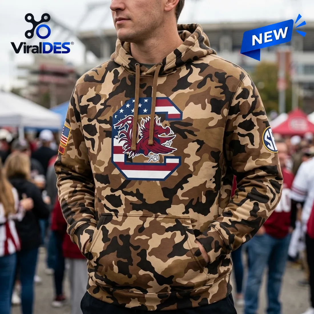 South Carolina Gamecocks Camo Military Appreciation Hoodie South Carolina Gamecocks Camo Military Appreciation Hoodie