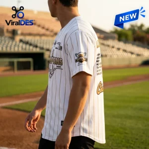 Side view of the WPBL Los Angeles Queens White 2026 Champions Baseball Jersey worn on a field.
