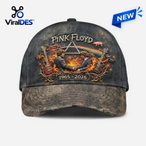 Front view of the Pink Floyd 1965-2026 Distressed Cap featuring band graphics and embroidery.