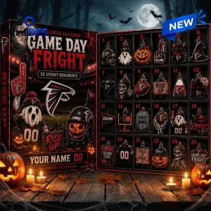 Open Atlanta Falcons Halloween advent calendar displaying twenty-four spooky numbered compartments.