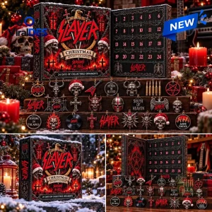 Front view of Slayer Christmas Advent Calendar 2026 with 24 collectible ornaments.