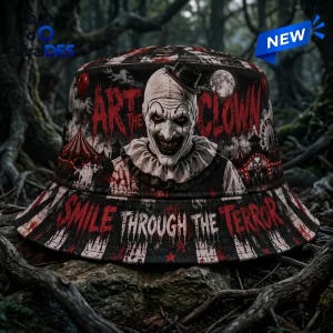 Art The Clown Smile Through The Terror Horror Bucket Hat Art The Clown Smile Through The Terror Horror Bucket Hat