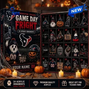 Front view of Houston Texans Game Day Fright Halloween Advent Calendar with 24 spooky numbered compartments.