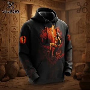 Tomb Raider 30th Anniversary Lara Croft T-Shirt design on a black hoodie featuring a flare-wielding Lara Croft graphic.