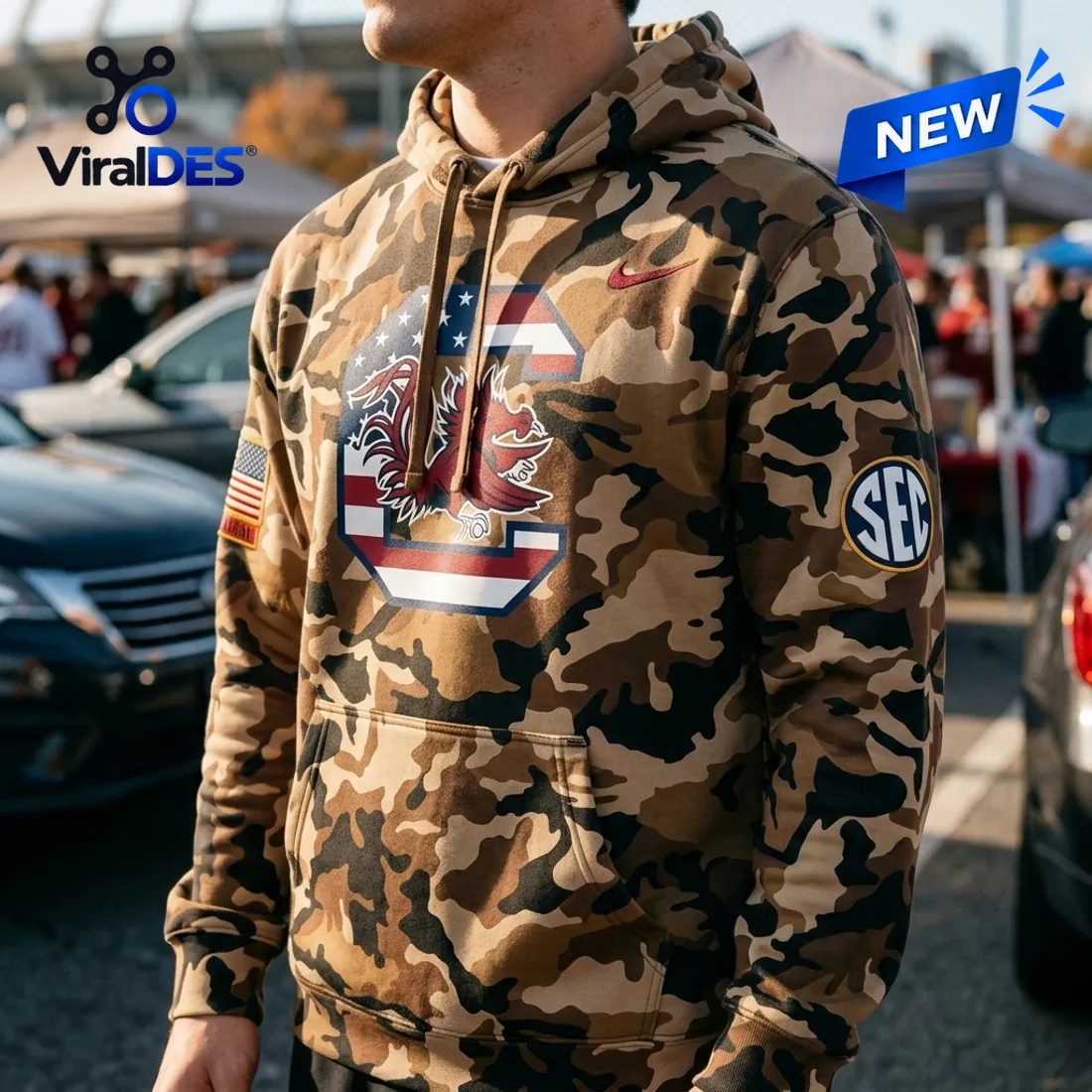 South Carolina Gamecocks Camo Military Appreciation Hoodie South Carolina Gamecocks Camo Military Appreciation Hoodie