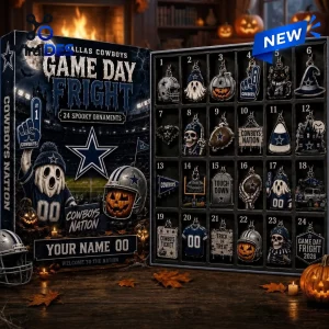 Open Dallas Cowboys Game Day Fright Halloween Advent Calendar with twenty-four spooky ornaments.