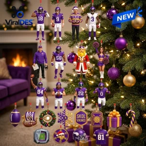 Collection of football player figurines and themed ornaments for the Minnesota Vikings 2026 Advent Calendar.