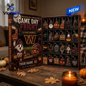 Open Washington Commanders Halloween 2026 Advent Calendar box displaying twenty-four numbered ornament slots.