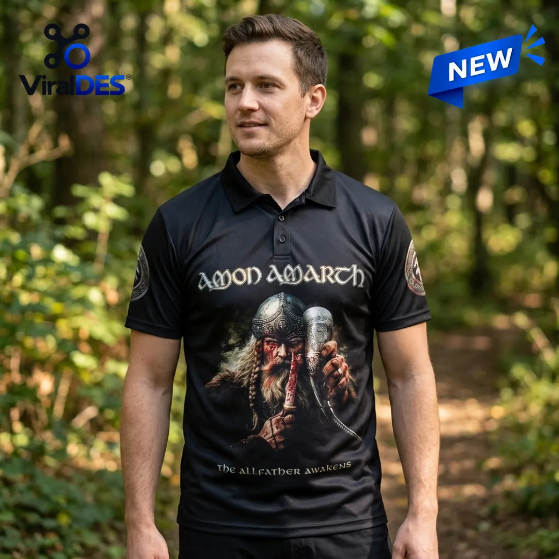 Amon Amarth The Allfather Awakens 2026 Tour Polo Shirt Amon Amarth The Allfather Awakens 2026 Tour Polo Shirt