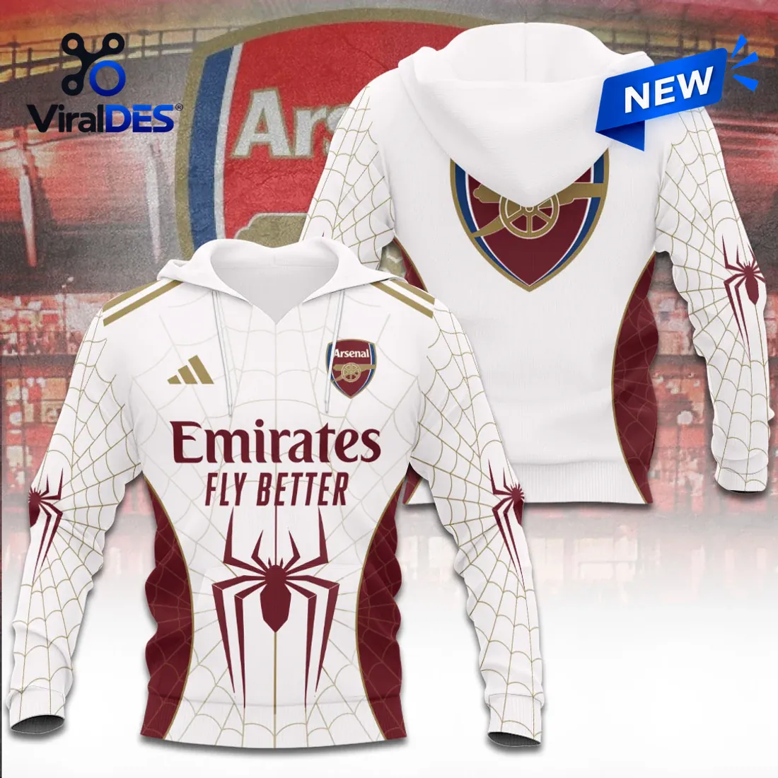 Arsenal FC x Spider-Man White Hoodie Arsenal FC x Spider-Man White Hoodie