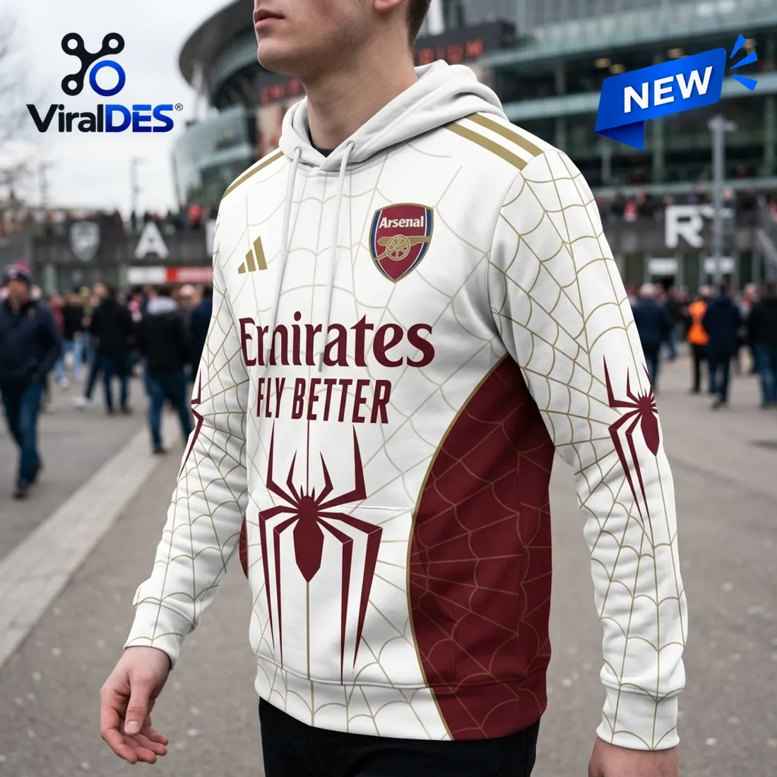 Arsenal FC x Spider-Man White Hoodie Arsenal FC x Spider-Man White Hoodie