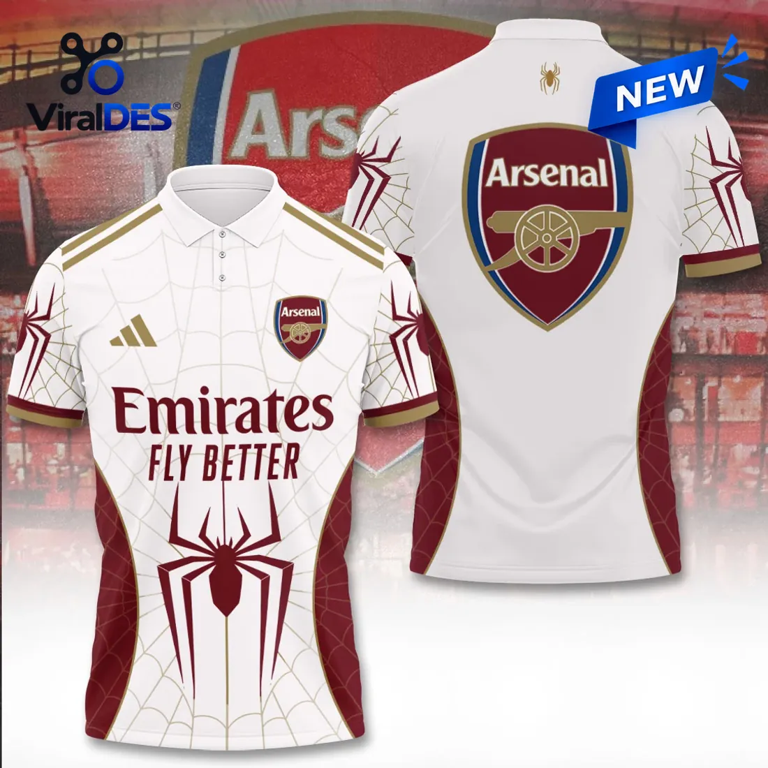 Arsenal FC x Spider-Man White Polo Shirt Arsenal FC x Spider-Man White Polo Shirt