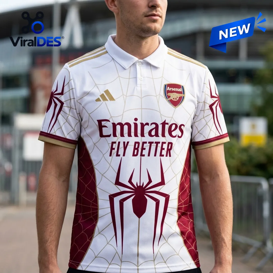 Arsenal FC x Spider-Man White Polo Shirt Arsenal FC x Spider-Man White Polo Shirt