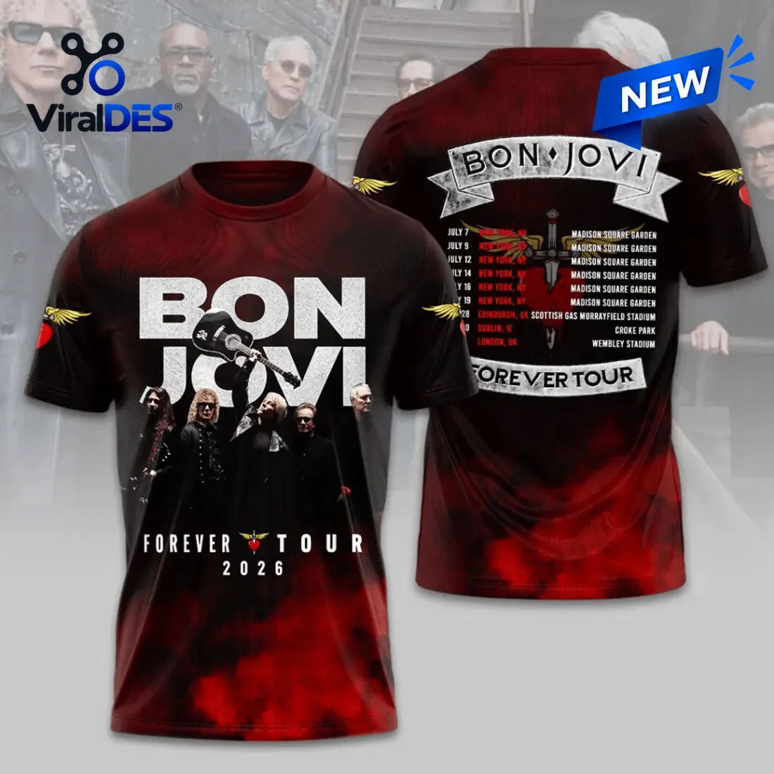 Bon Jovi Forever Tour 2026 Red Smoke T-Shirt Bon Jovi Forever Tour 2026 Red Smoke T-Shirt
