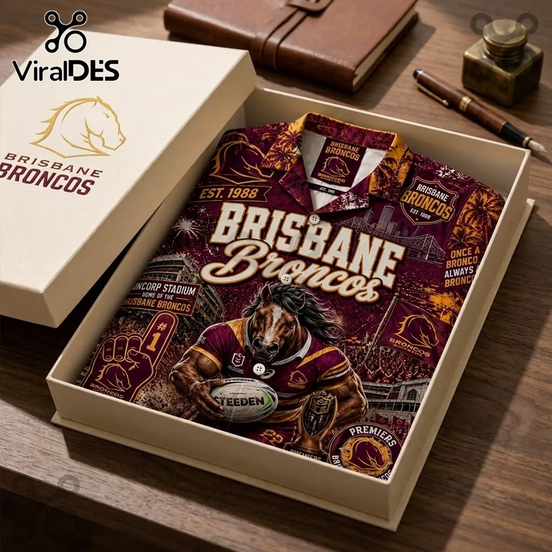 Brisbane Broncos Maroon Hawaiian Shirt Brisbane Broncos Maroon Hawaiian Shirt