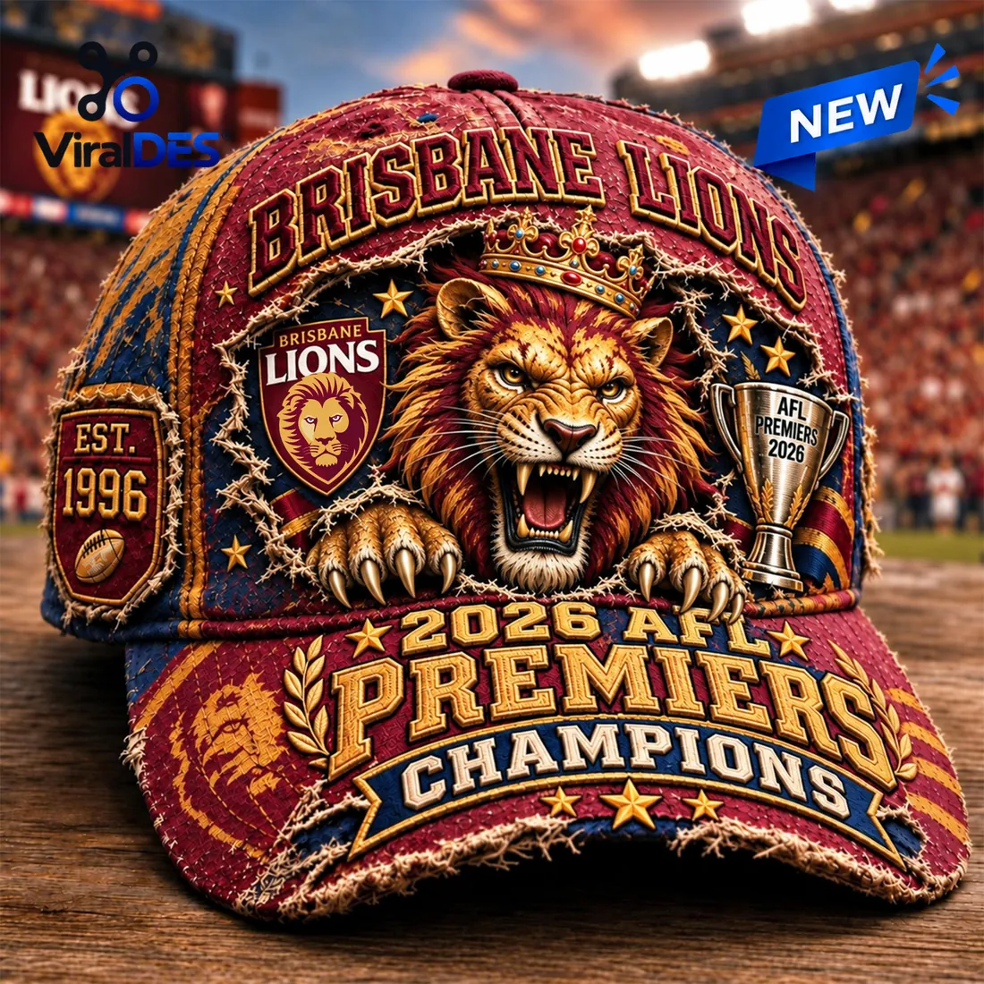 Brisbane Lions 2026 AFL Premiers Champions Distressed Cap Brisbane Lions 2026 AFL Premiers Champions Distressed Cap