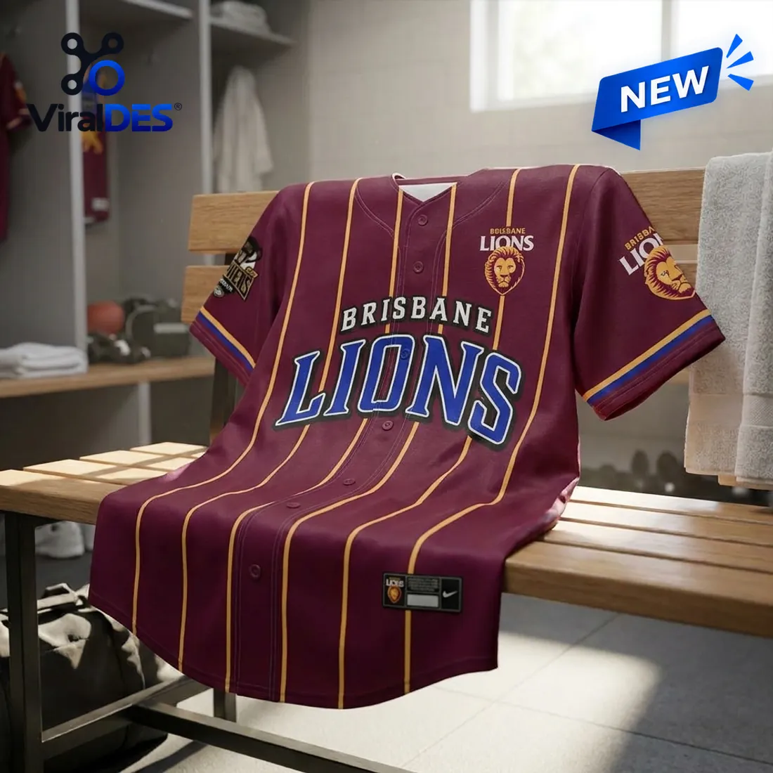 Brisbane Lions Maroon Three-Peat Baseball Jersey Brisbane Lions Maroon Three-Peat Baseball Jersey
