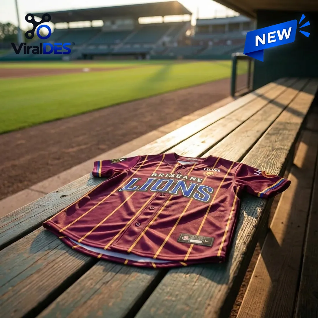 Brisbane Lions Maroon Three-Peat Baseball Jersey Brisbane Lions Maroon Three-Peat Baseball Jersey