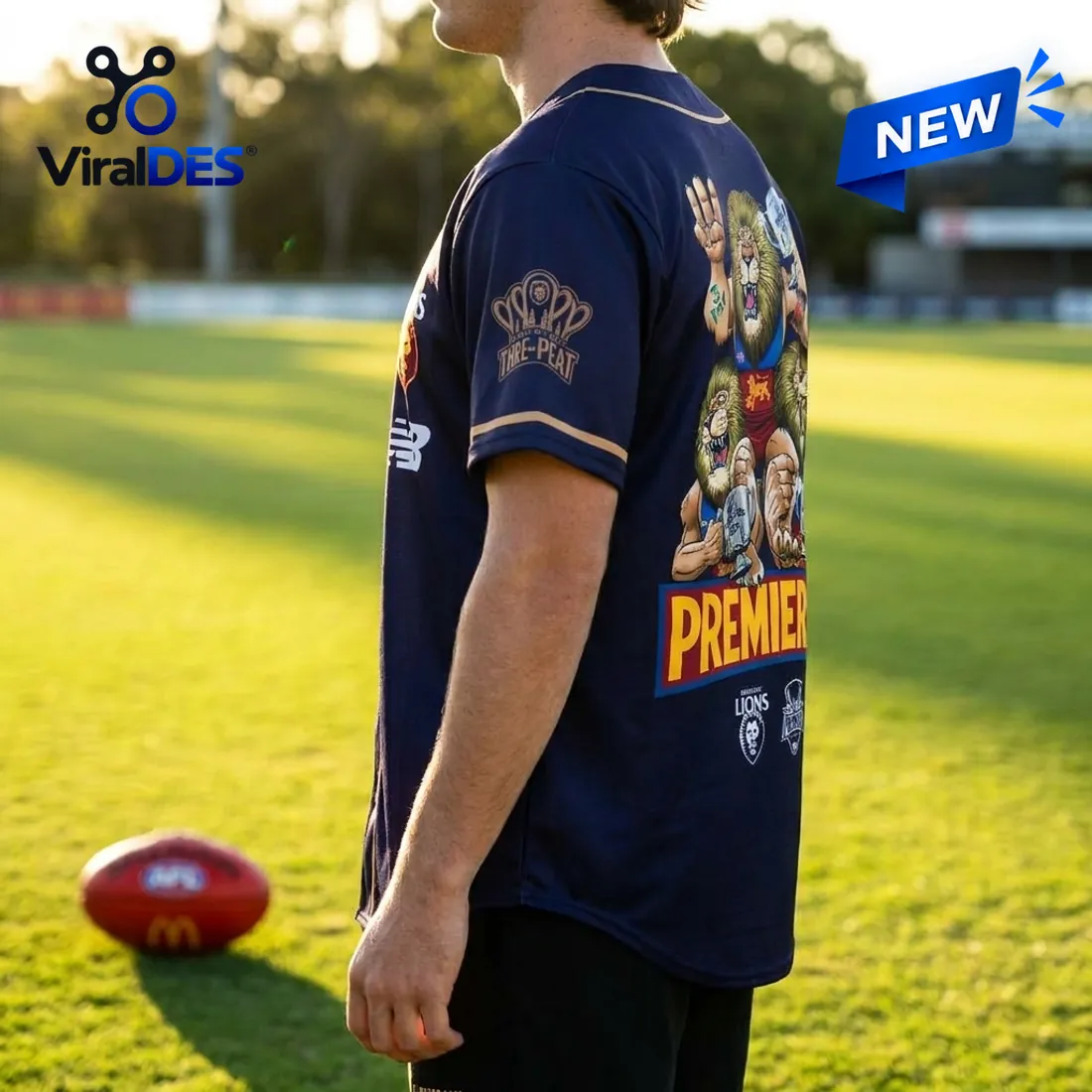 Brisbane Lions Navy Blue 2026 AFL Premiers Baseball Jersey Brisbane Lions Navy Blue 2026 AFL Premiers Baseball Jersey
