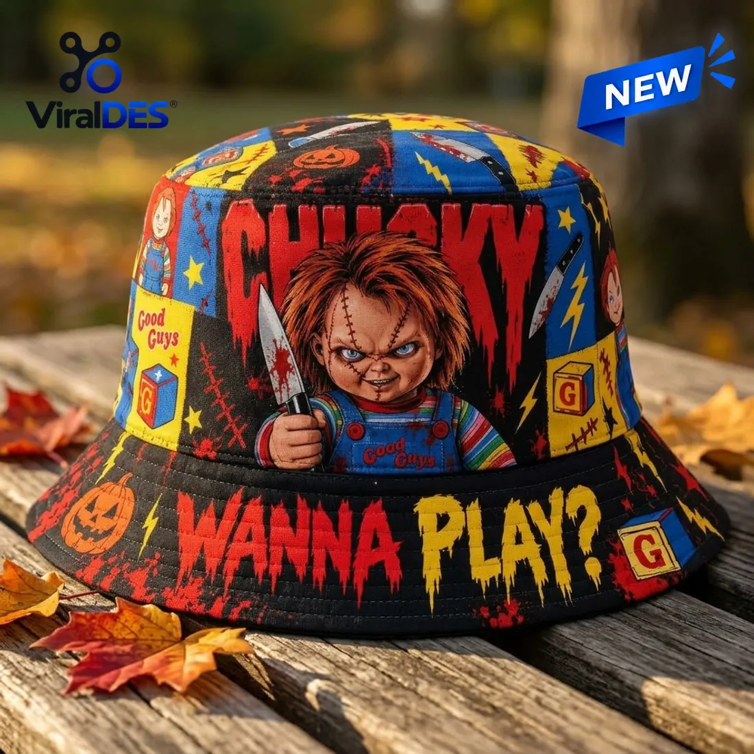 Chucky Wanna Play Horror Bucket Hat Chucky Wanna Play Horror Bucket Hat