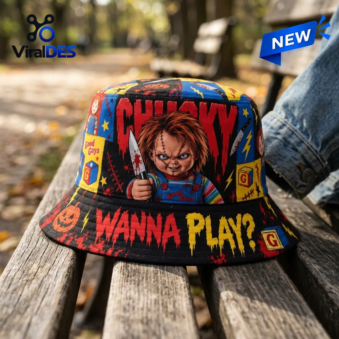 Chucky Wanna Play Horror Bucket Hat Chucky Wanna Play Horror Bucket Hat