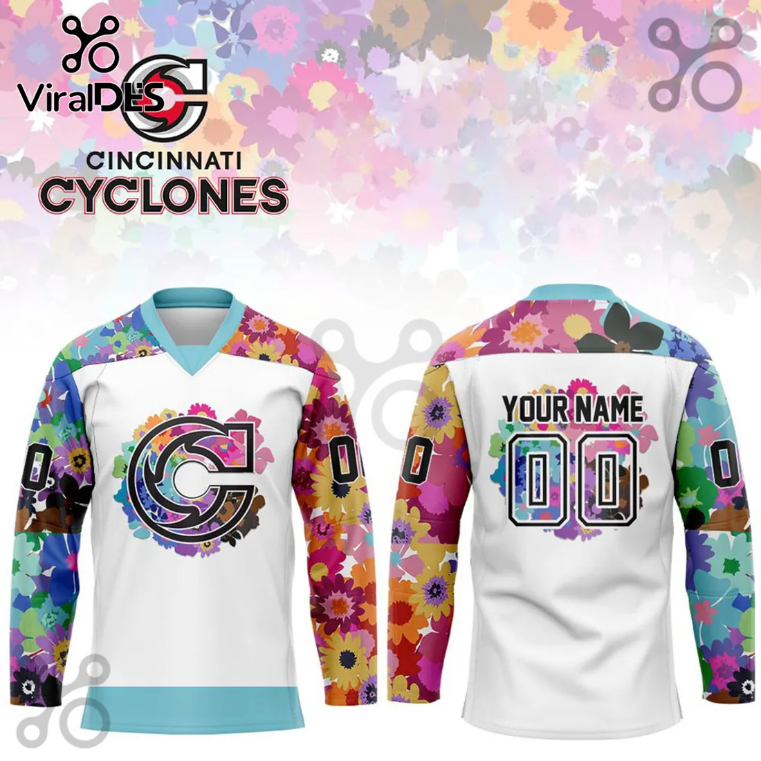 Cincinnati Cyclones Floral Pride Hockey Jersey Cincinnati Cyclones Floral Pride Hockey Jersey