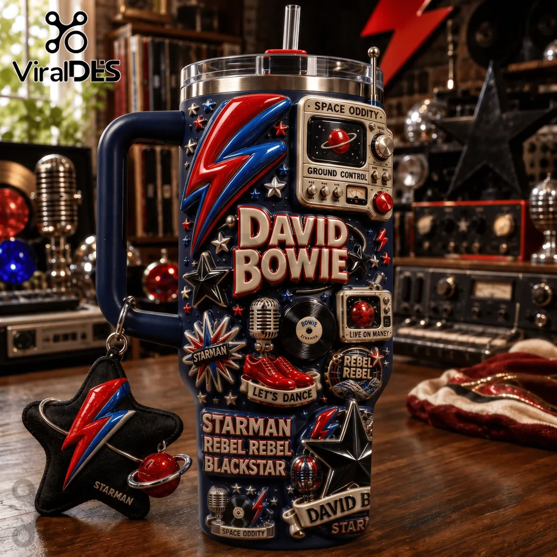 David Bowie Space Oddity 40oz Tumbler with Handle David Bowie Space Oddity 40oz Tumbler with Handle