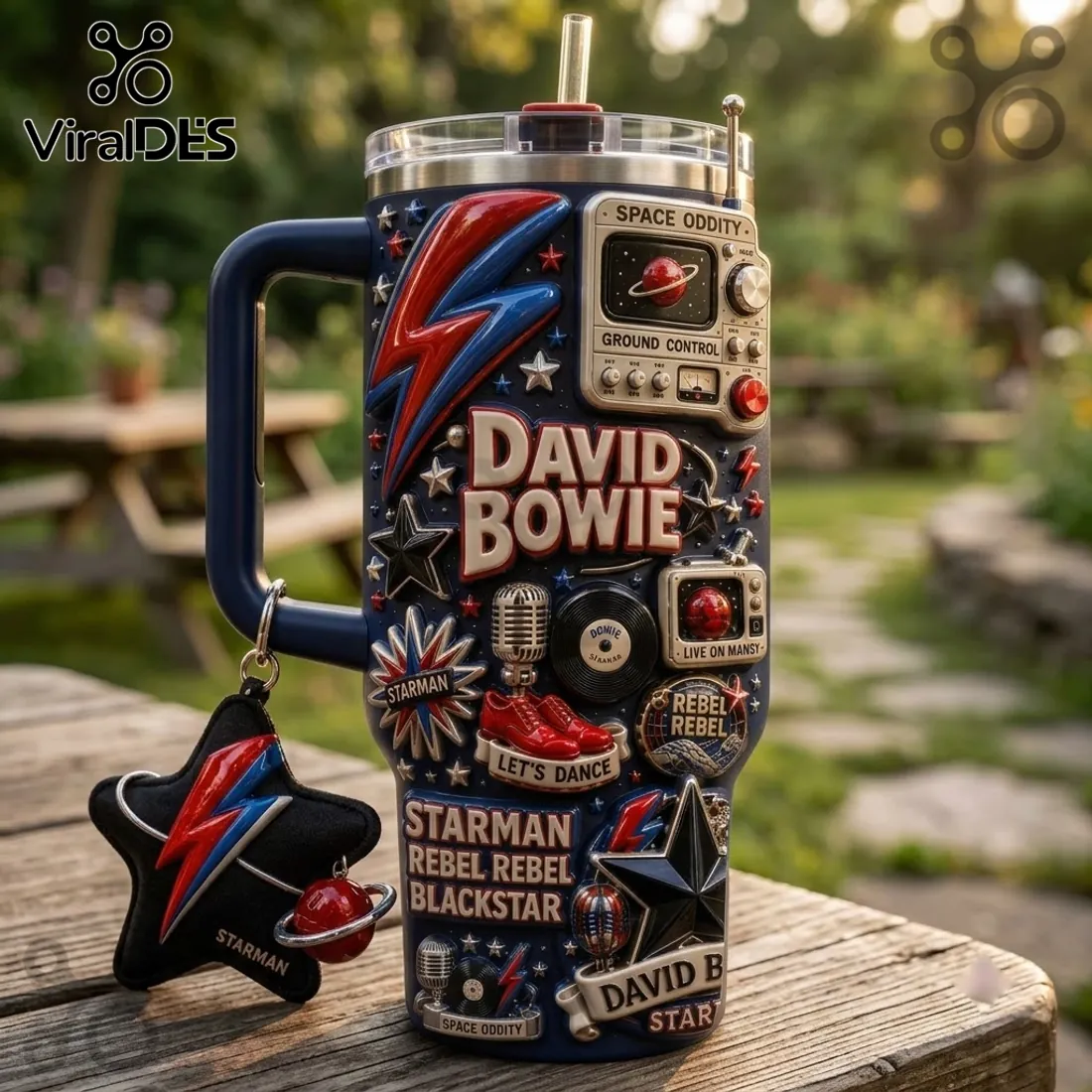 David Bowie Space Oddity 40oz Tumbler with Handle David Bowie Space Oddity 40oz Tumbler with Handle