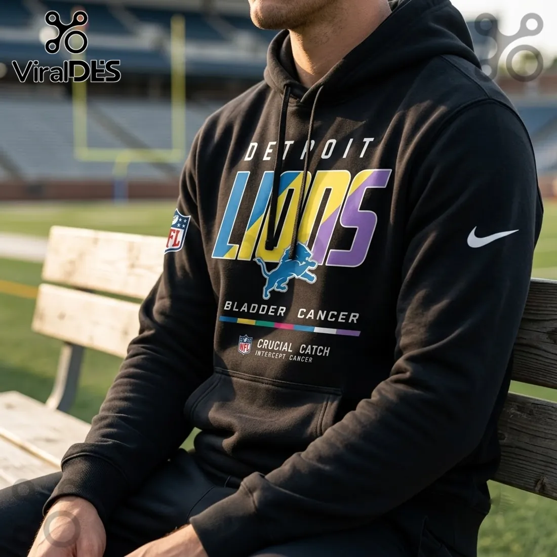 Detroit Lions Crucial Catch Bladder Cancer Black Hoodie Detroit Lions Crucial Catch Bladder Cancer Black Hoodie