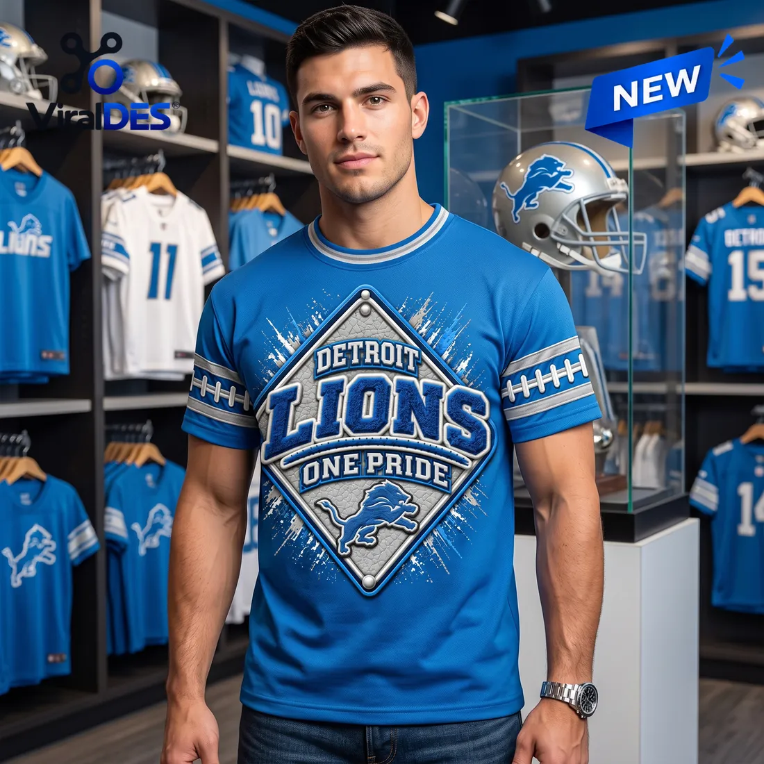 Detroit Lions Logo One Pride Royal Blue T-Shirt Detroit Lions Logo One Pride Royal Blue T-Shirt