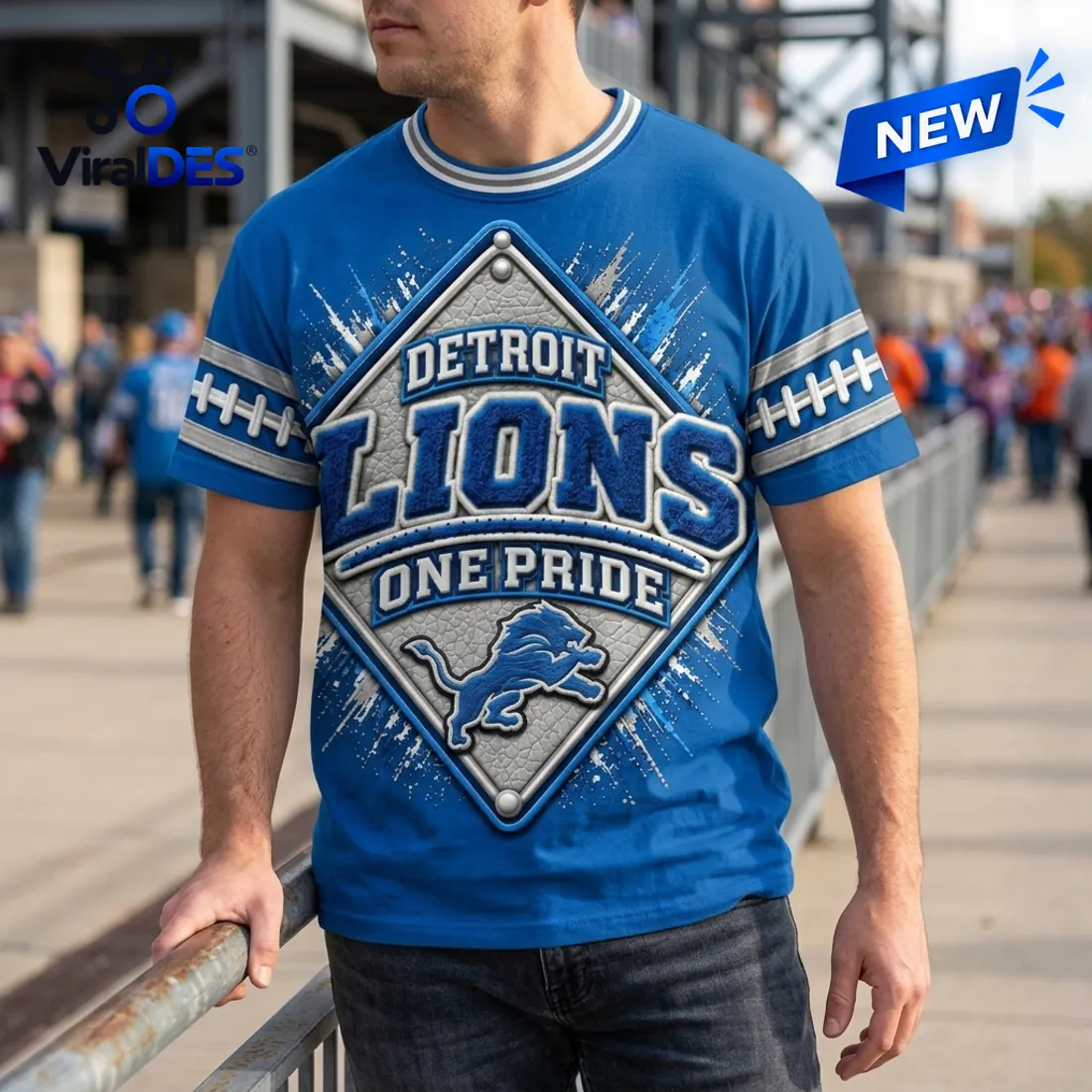 Detroit Lions Logo One Pride Royal Blue T-Shirt Detroit Lions Logo One Pride Royal Blue T-Shirt