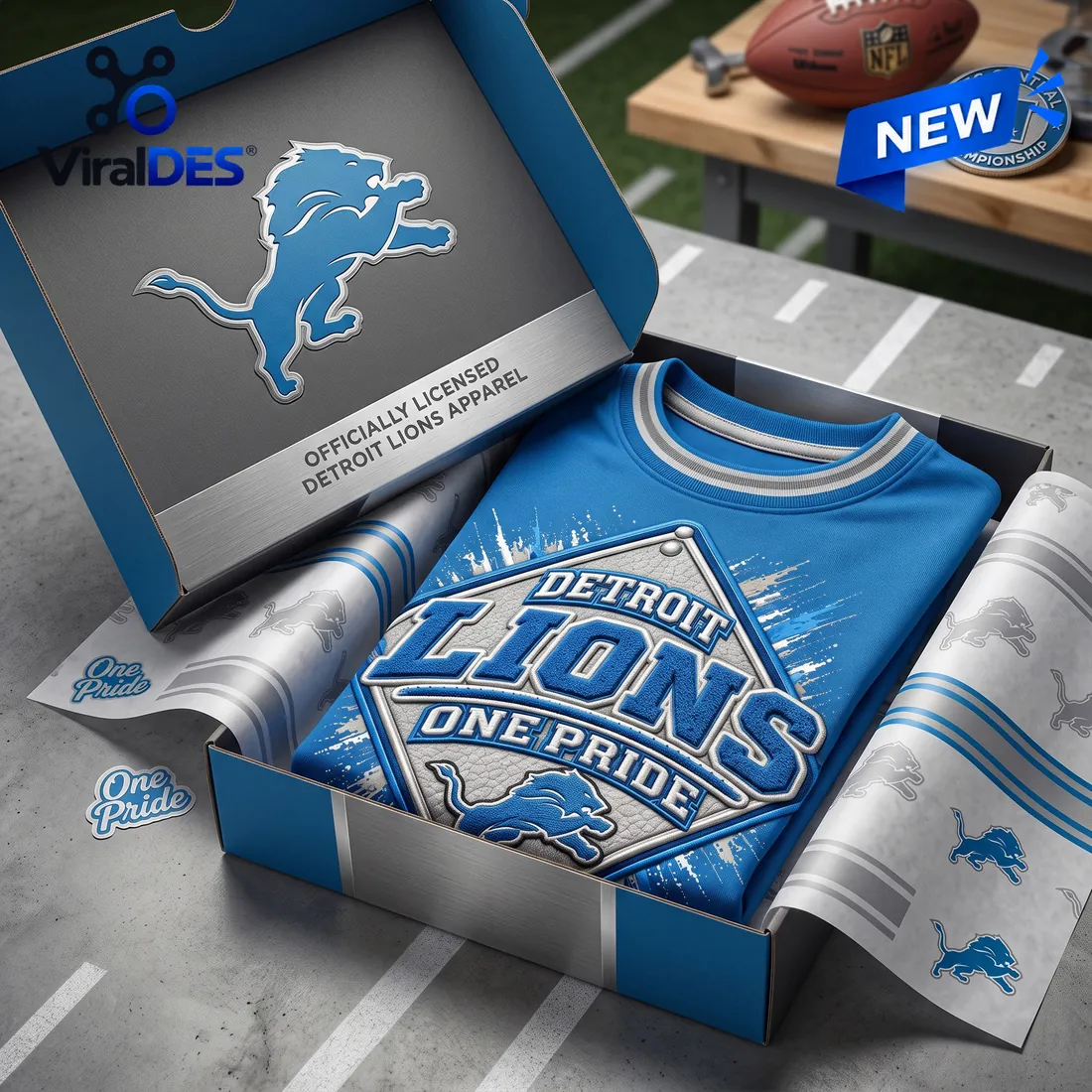 Detroit Lions Logo One Pride Royal Blue T-Shirt Detroit Lions Logo One Pride Royal Blue T-Shirt
