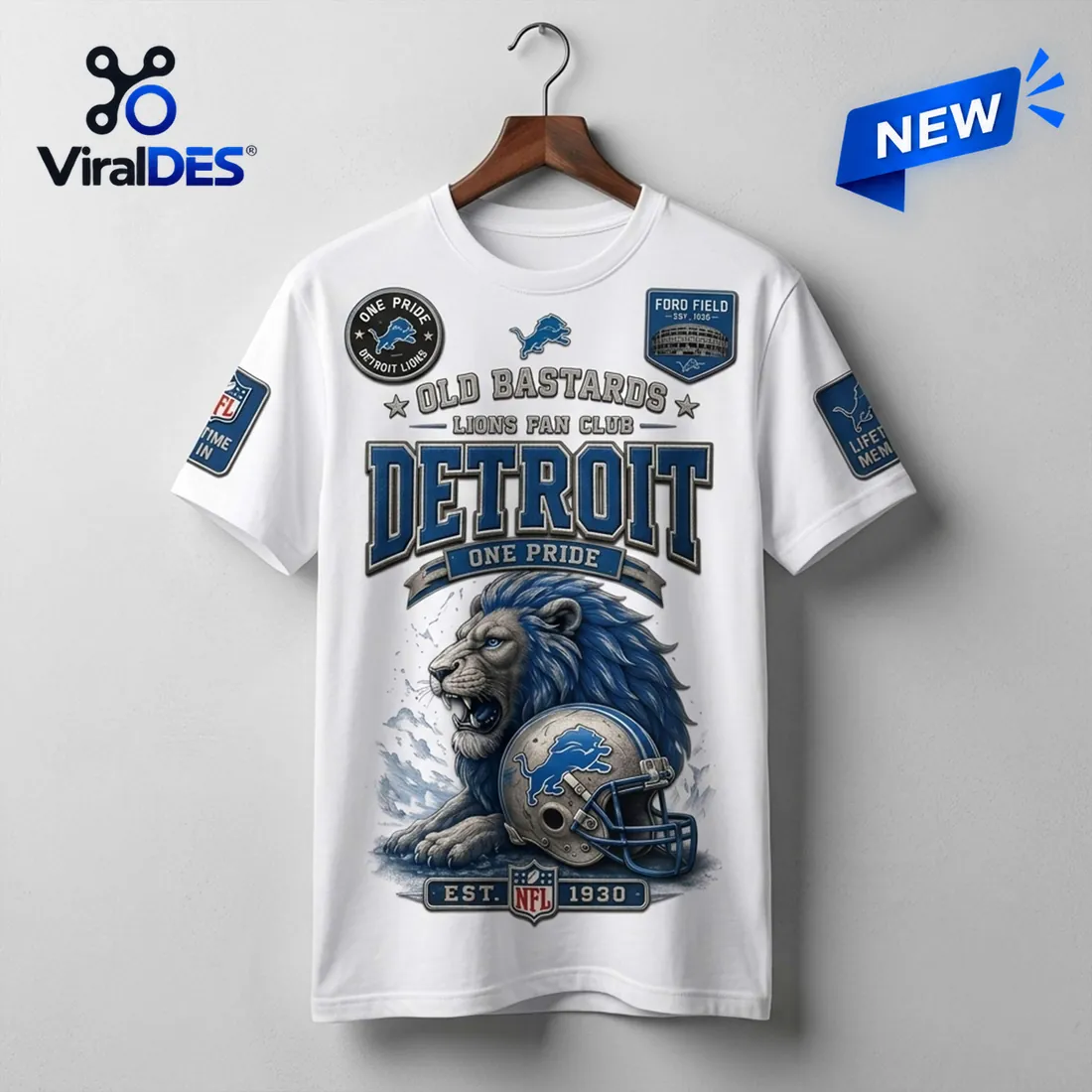 Detroit Lions Old Bastards Mascot T-Shirt Detroit Lions Old Bastards Mascot T-Shirt