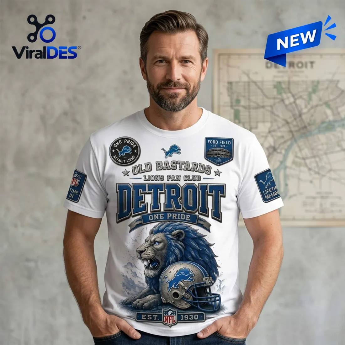 Detroit Lions Old Bastards Mascot T-Shirt Detroit Lions Old Bastards Mascot T-Shirt