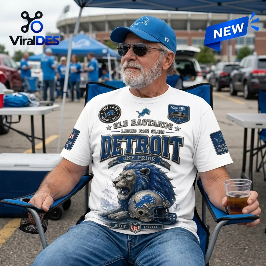 Detroit Lions Old Bastards Mascot T-Shirt Detroit Lions Old Bastards Mascot T-Shirt