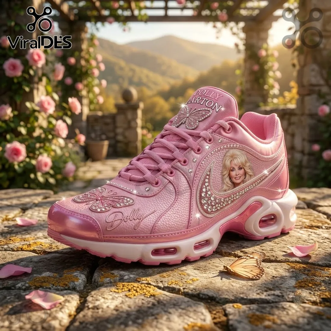 Dolly Parton Pink Rhinestone Air Max Plus Sport Shoes Dolly Parton Pink Rhinestone Air Max Plus Sport Shoes