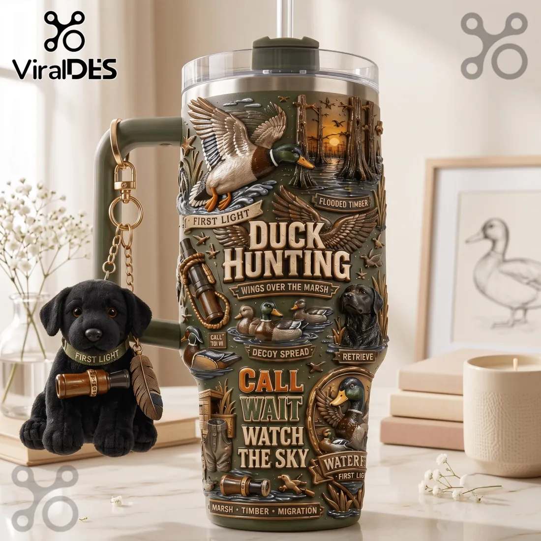 Duck Hunting Flooded Timber 40oz Handle Tumbler Duck Hunting Flooded Timber 40oz Handle Tumbler