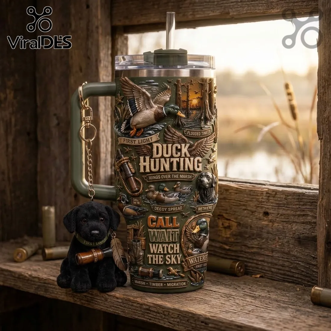 Duck Hunting Flooded Timber 40oz Handle Tumbler Duck Hunting Flooded Timber 40oz Handle Tumbler