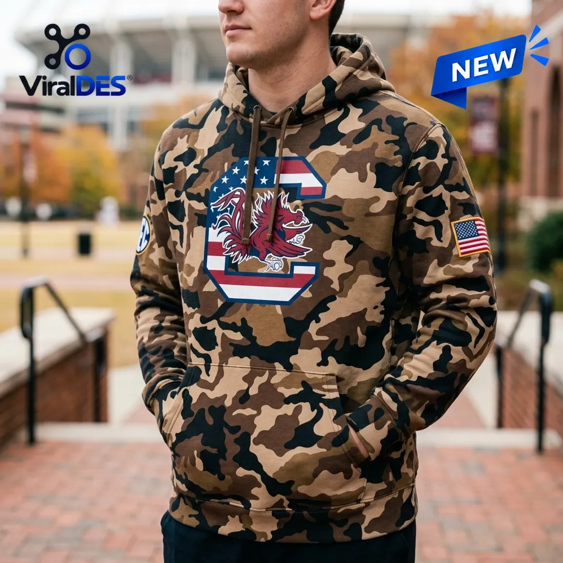 South Carolina Gamecocks Camo Military Appreciation Hoodie South Carolina Gamecocks Camo Military Appreciation Hoodie